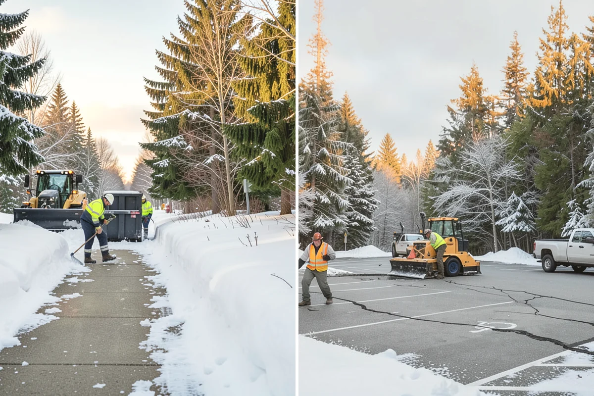 Front Walkway Snow Removal in Mukilteo, Snohomish County, WA - Inspect the walkway surface and note delicate finishes