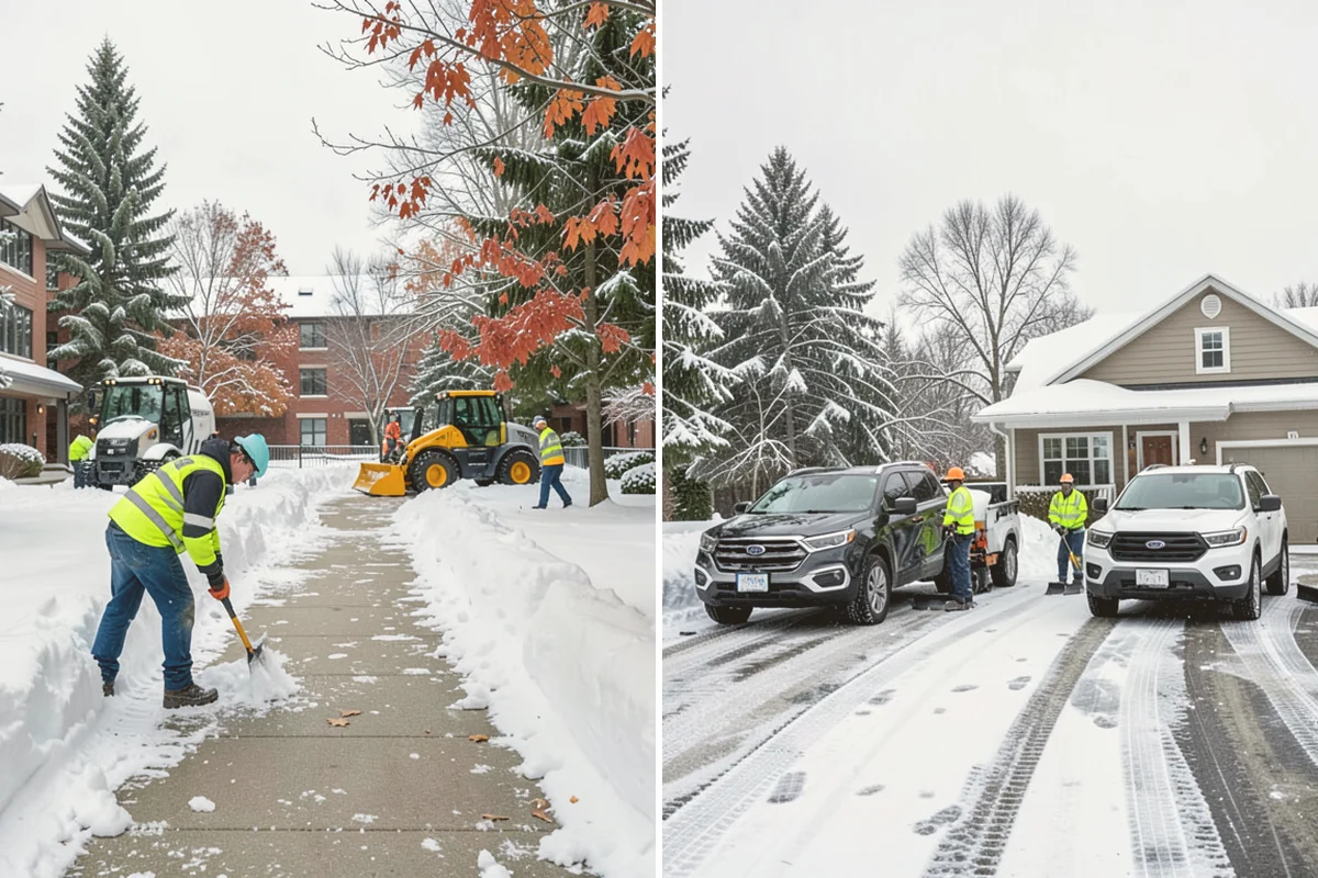 Front Walkway Snow Removal in Sammamish, King County, WA - Inspect the walkway surface and note delicate finishes