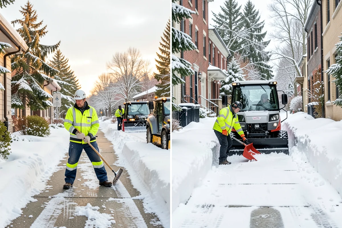 Front Walkway Snow Removal in SeaTac, King County, WA - Inspect the walkway surface and note delicate finishes
