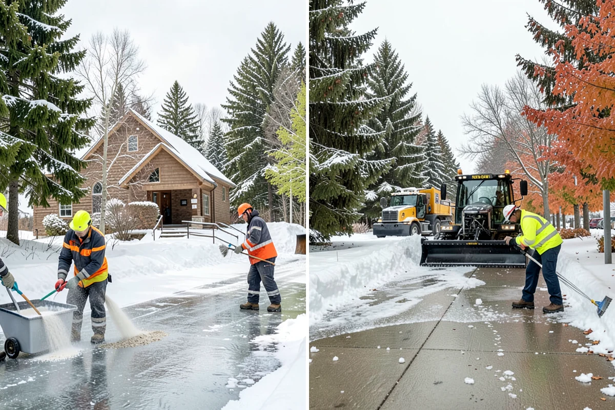 Front Walkway Snow Removal in Shoreline, King County, WA - Inspect the walkway surface and note delicate finishes