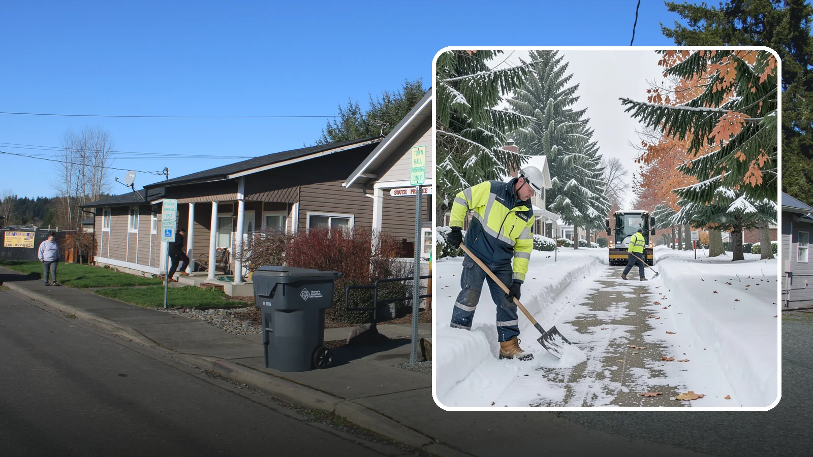 Front Walkway Snow Removal in South Prairie, Pierce County, WA - We clear the front walkway so your main path from street to door stays safe during Western Washington snow events.