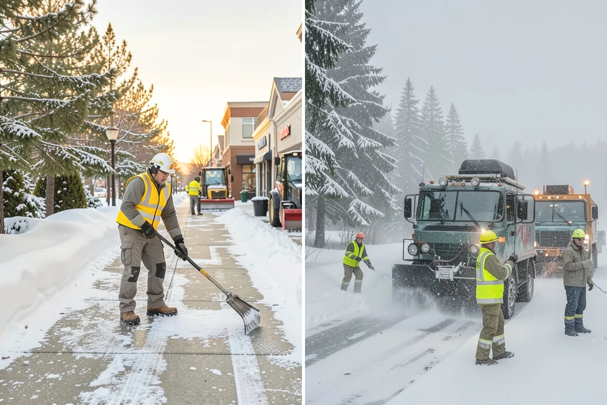 Front Walkway Snow Removal in University Place, Pierce County, WA - Inspect the walkway surface and note delicate finishes