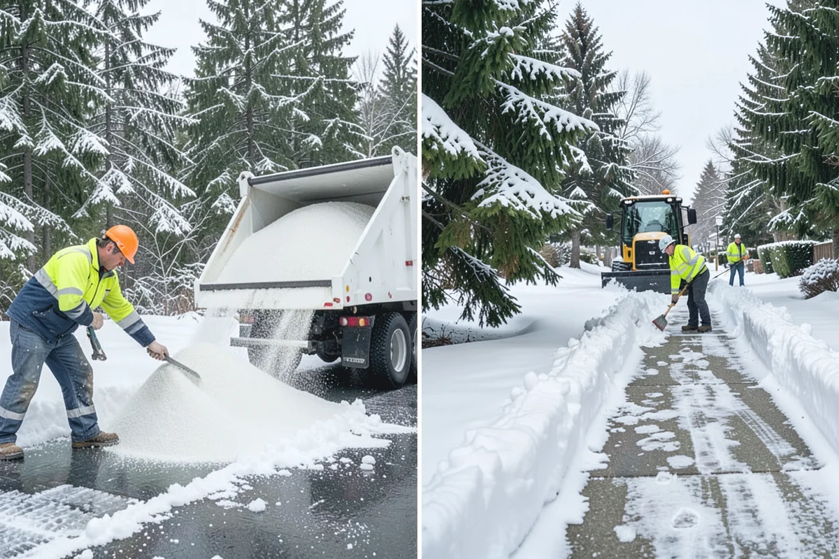 Front Walkway Snow Removal in Woodinville, King County, WA - Inspect the walkway surface and note delicate finishes