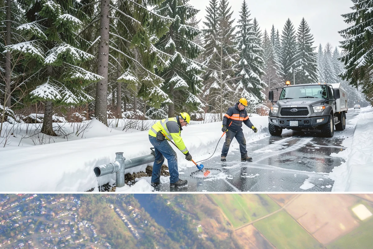 Frozen Drain Clearing in Algona, King County, WA - Frozen drain clearing is most needed during the region's winter freeze-thaw cycles, typically November through February.