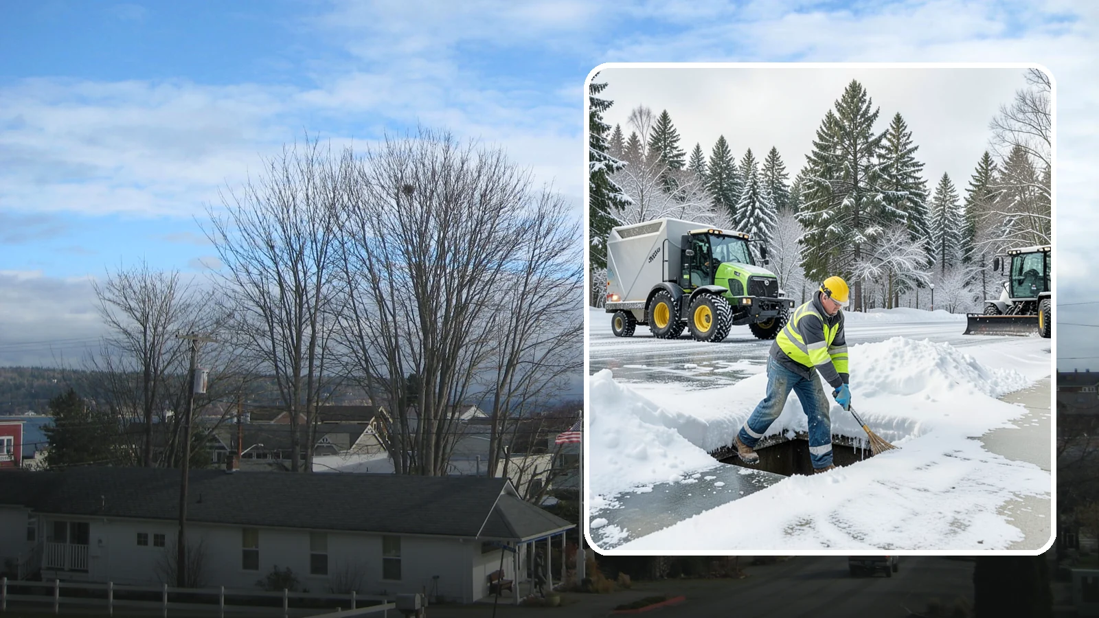 Frozen Drain Clearing in Langley, Island County, WA - We clear frozen catch basins and drains across Western Washington to stop pooling and flooding when ice blocks water from...