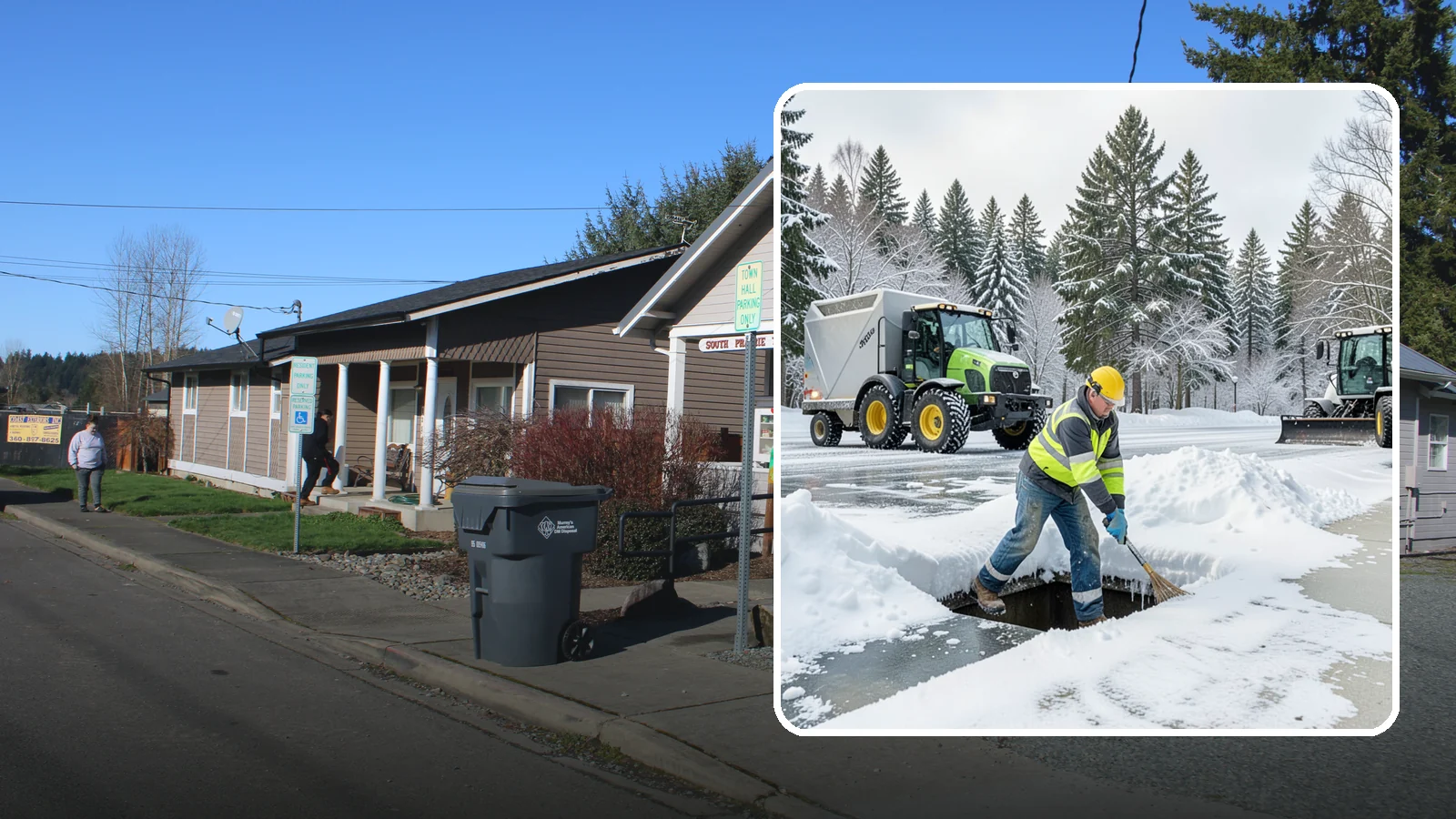 Frozen Drain Clearing in South Prairie, Pierce County, WA - We clear frozen catch basins and drains across Western Washington to stop pooling and flooding when ice blocks water from...