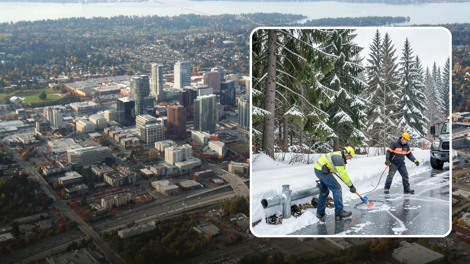 Frozen Pipe Area Access in Bellevue, King County, WA - We clear snow and ice away from wellheads, backflow assemblies, and exposed plumbing so you can reach and protect them during a...