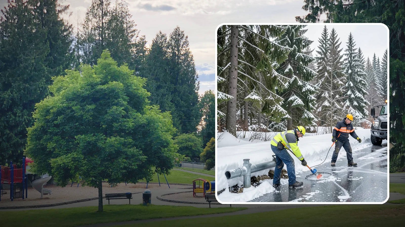 Frozen Pipe Area Access in Bonney Lake, Pierce County, WA - We clear snow and ice away from wellheads, backflow assemblies, and exposed plumbing so you can reach and protect them during a...