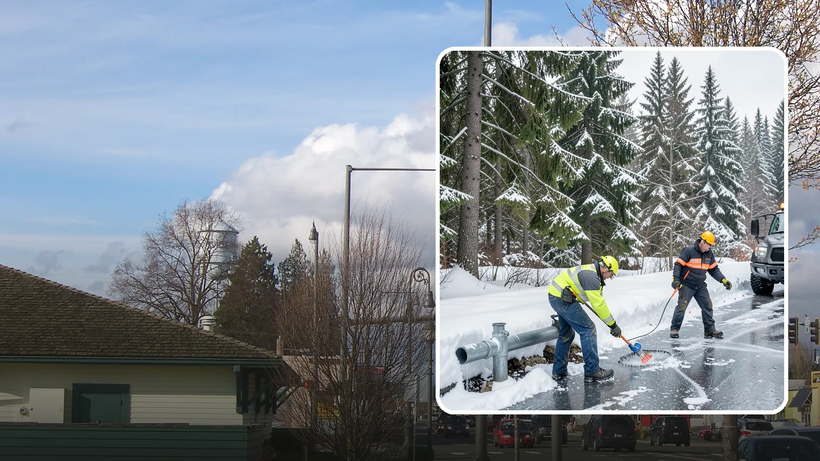Frozen Pipe Area Access in Marysville, Snohomish County, WA - We clear snow and ice away from wellheads, backflow assemblies, and exposed plumbing so you can reach and protect them during a...