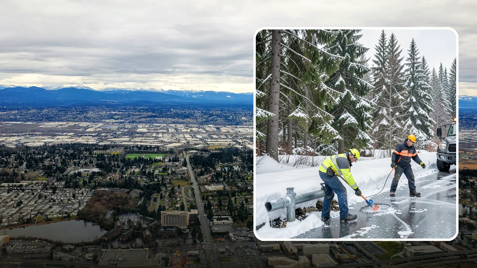 Frozen Pipe Area Access in SeaTac, King County, WA - We clear snow and ice away from wellheads, backflow assemblies, and exposed plumbing so you can reach and protect them during a...