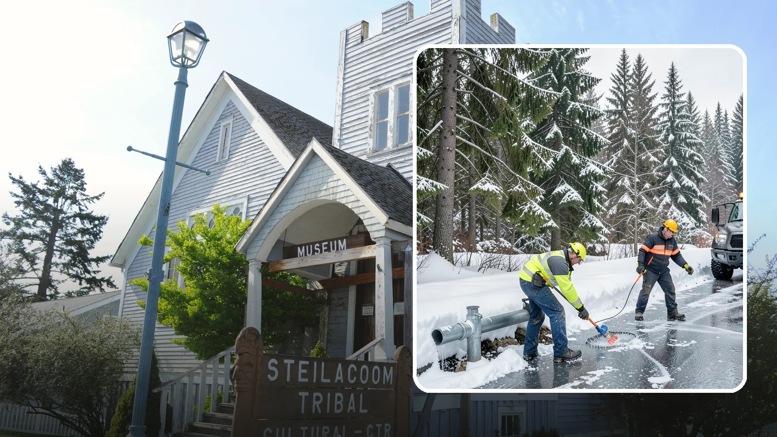 Frozen Pipe Area Access in Steilacoom, Pierce County, WA - We clear snow and ice away from wellheads, backflow assemblies, and exposed plumbing so you can reach and protect them during a...