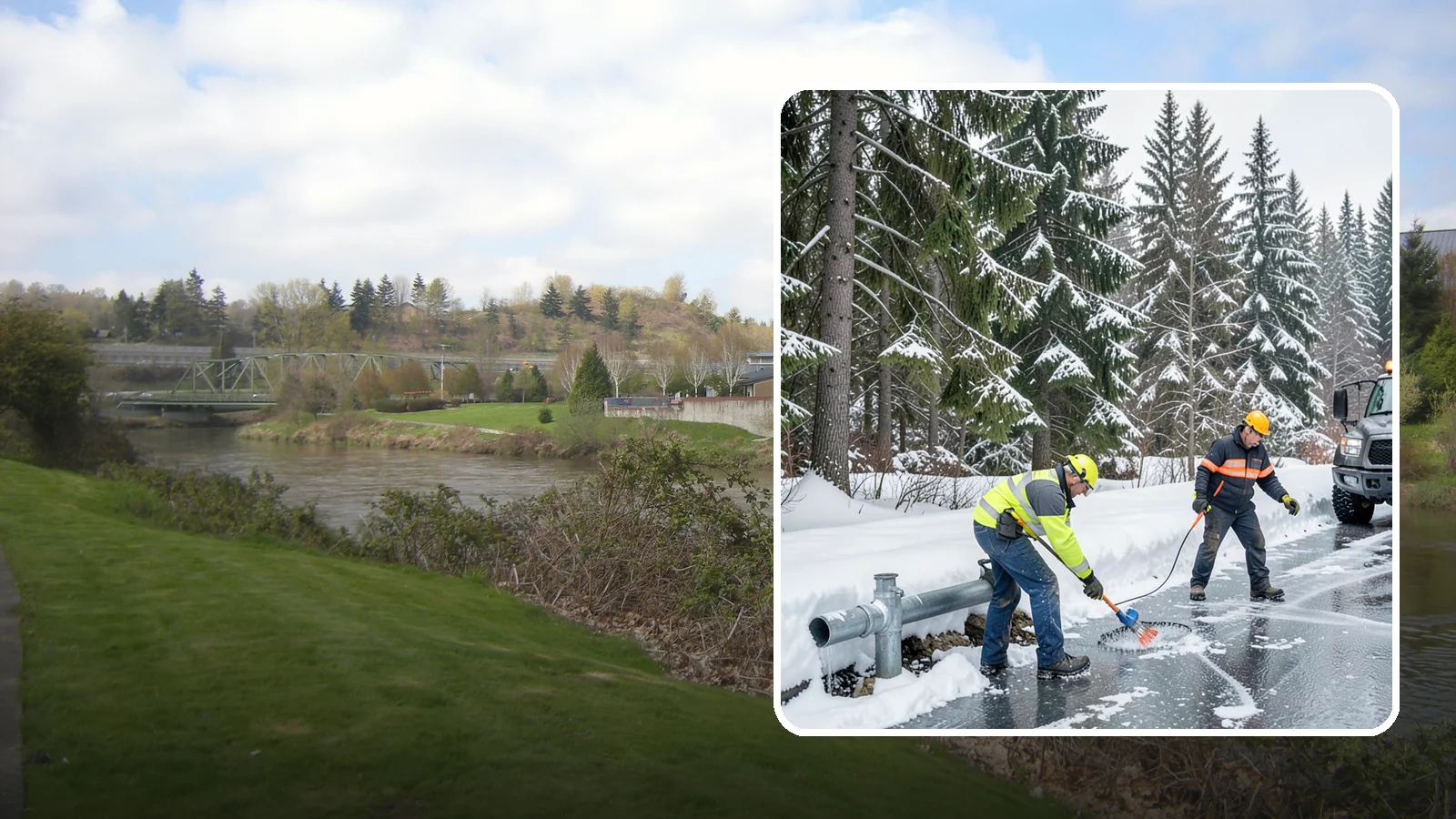 Frozen Pipe Area Access in Tukwila, King County, WA - We clear snow and ice away from wellheads, backflow assemblies, and exposed plumbing so you can reach and protect them during a...