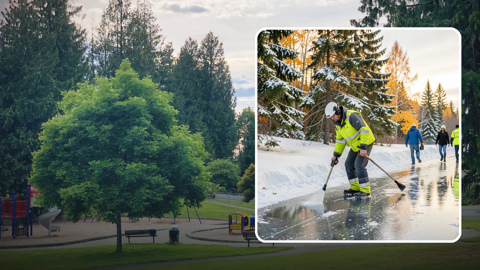 Frozen Walkway Treatment in Bonney Lake, Pierce County, WA - We treat frozen and glazed walkways across Western Washington on demand so pedestrians can move safely when paths turn to ice.