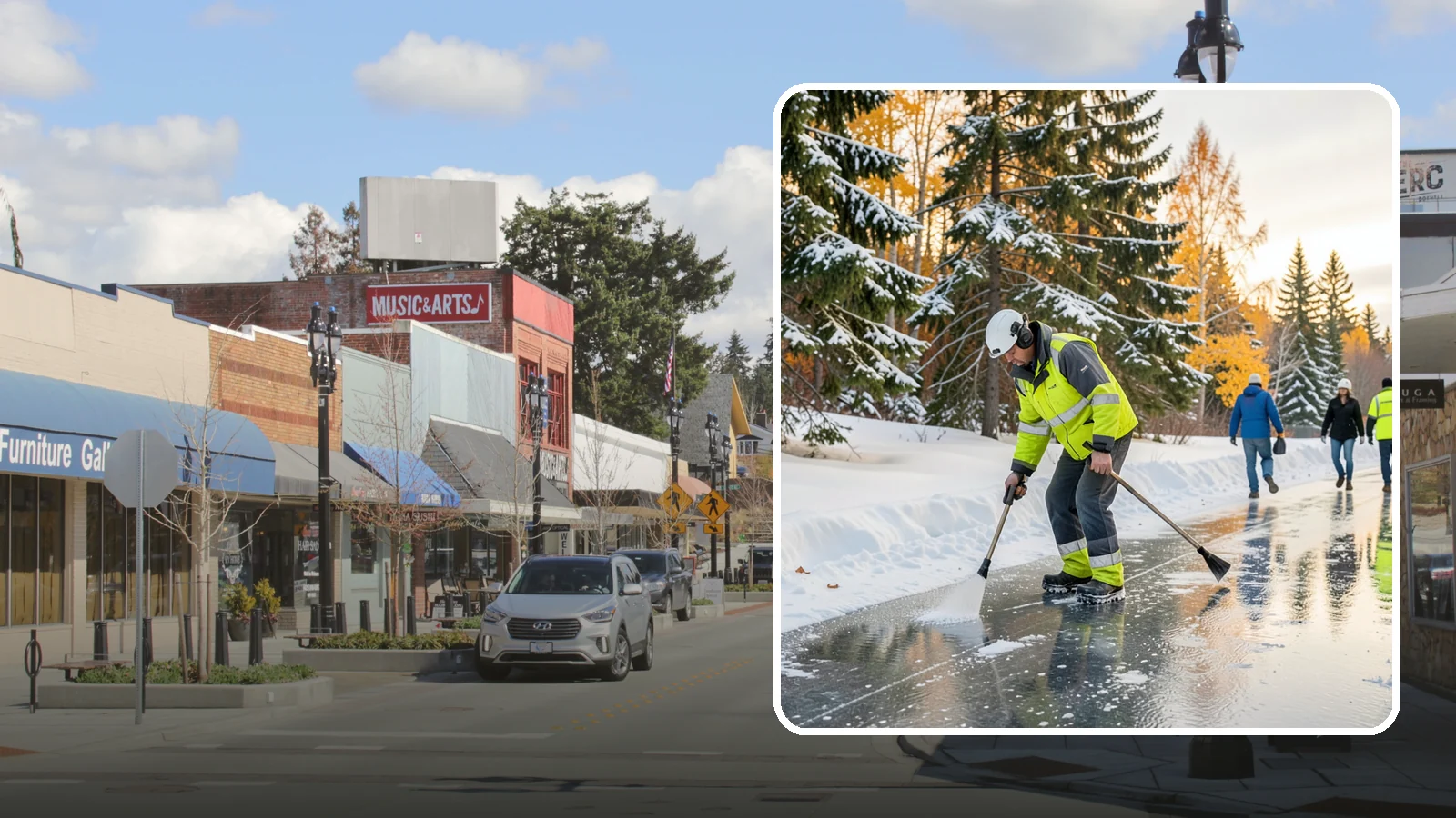 Frozen Walkway Treatment in Bothell, King County, WA - We treat frozen and glazed walkways across Western Washington on demand so pedestrians can move safely when paths turn to ice.