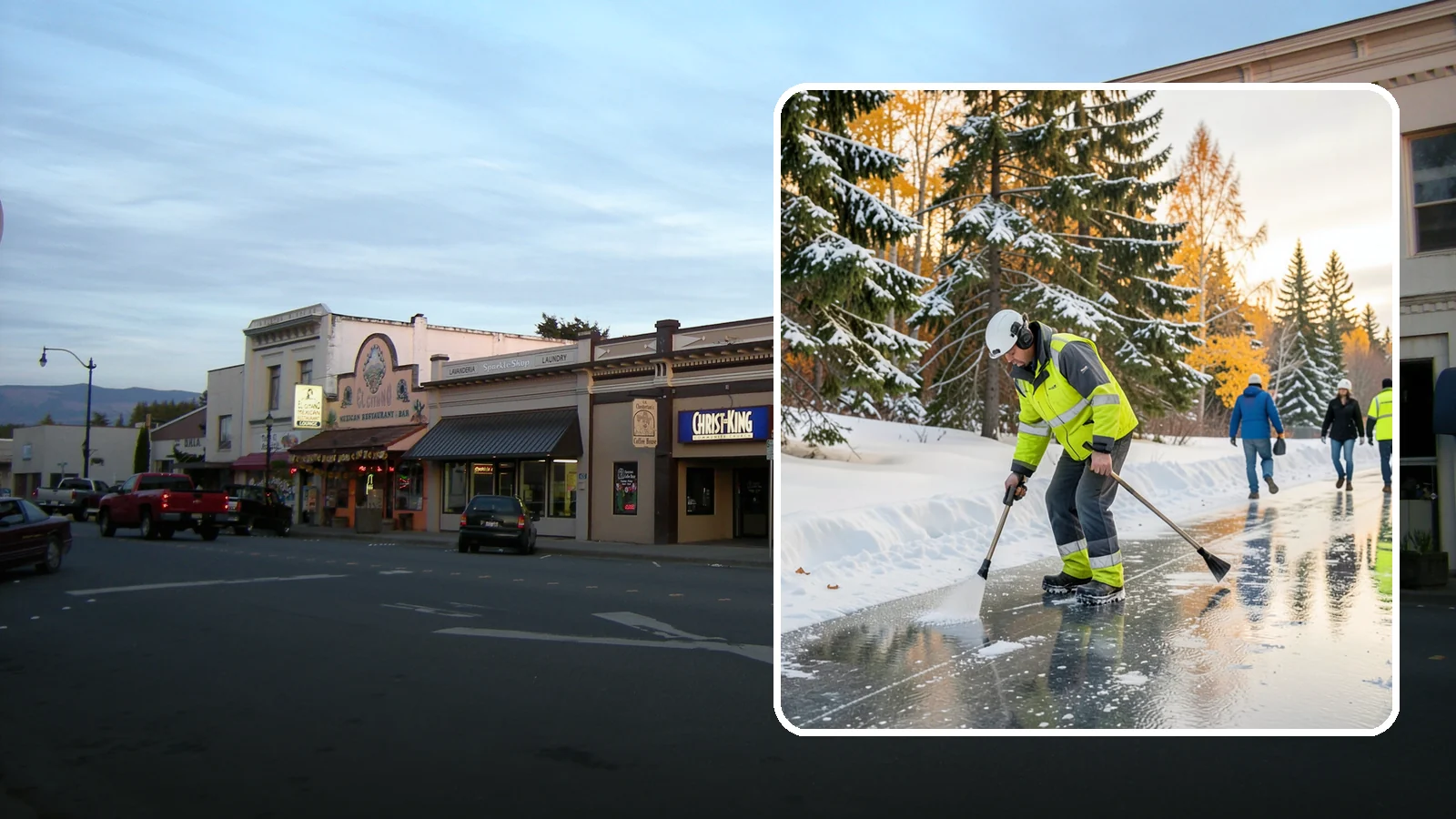 Frozen Walkway Treatment in Burlington, Skagit County, WA - We treat frozen and glazed walkways across Western Washington on demand so pedestrians can move safely when paths turn to ice.