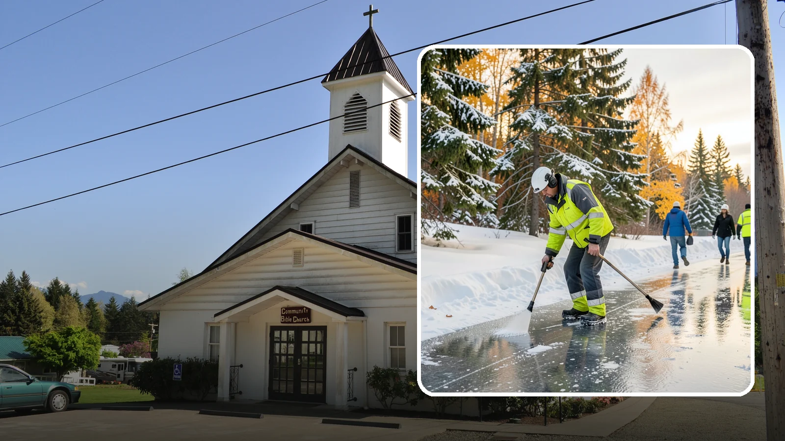 Frozen Walkway Treatment in Concrete, Skagit County, WA - We treat frozen and glazed walkways across Western Washington on demand so pedestrians can move safely when paths turn to ice.