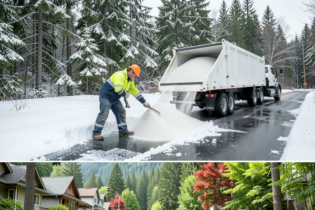 Frozen Walkway Treatment in Darrington, Snohomish County, WA - Frozen walkway treatment is available all winter, with peak demand during freeze-thaw stretches from late fall into early spring.