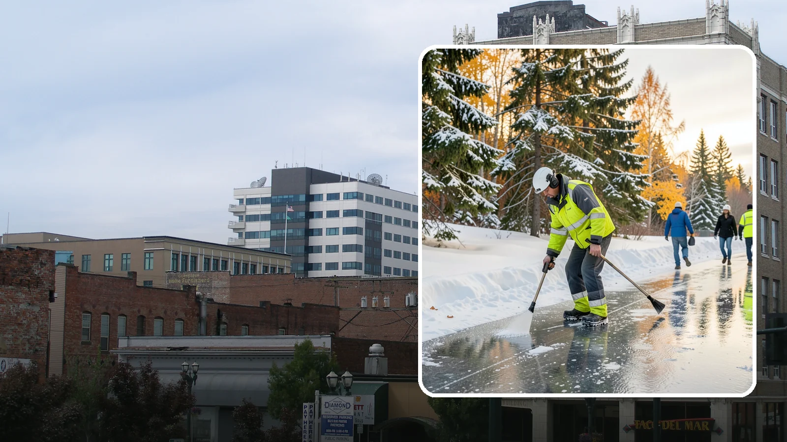 Frozen Walkway Treatment in Everett, Snohomish County, WA - We treat frozen and glazed walkways across Western Washington on demand so pedestrians can move safely when paths turn to ice.