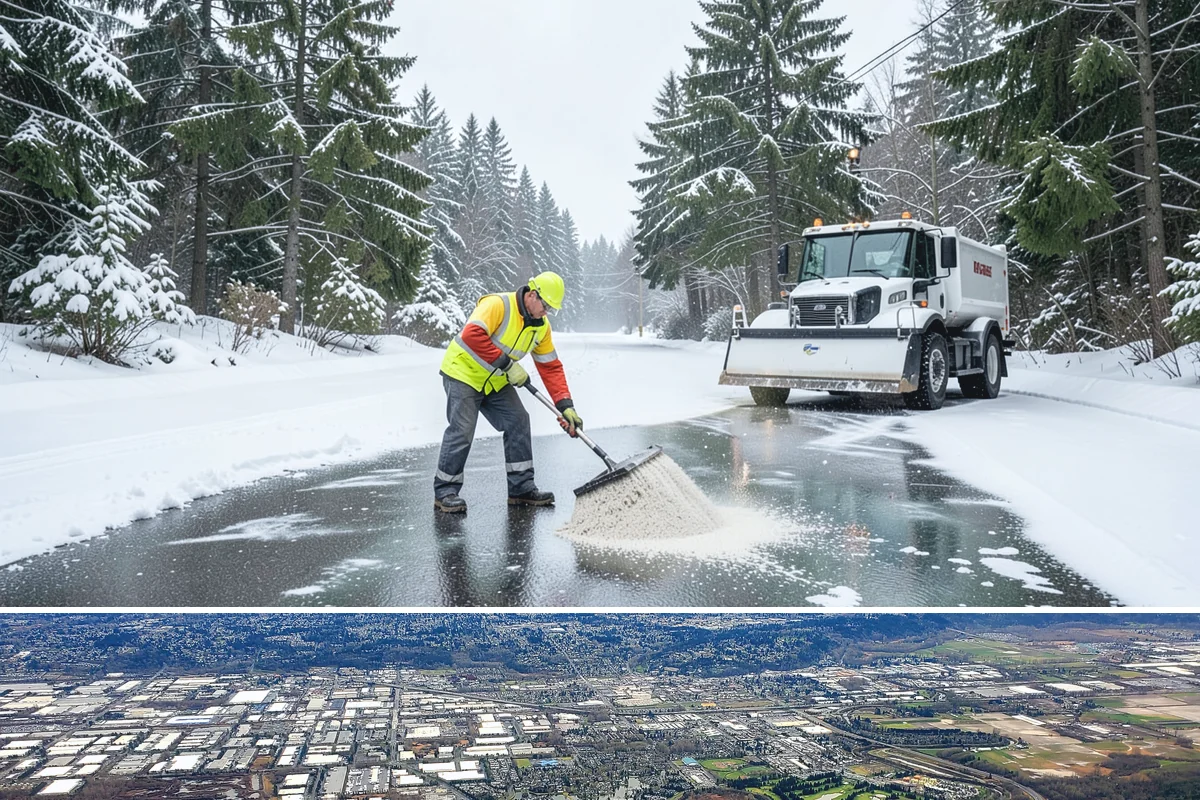 Frozen Walkway Treatment in Kent, King County, WA - Frozen walkway treatment is available all winter, with peak demand during freeze-thaw stretches from late fall into early spring.