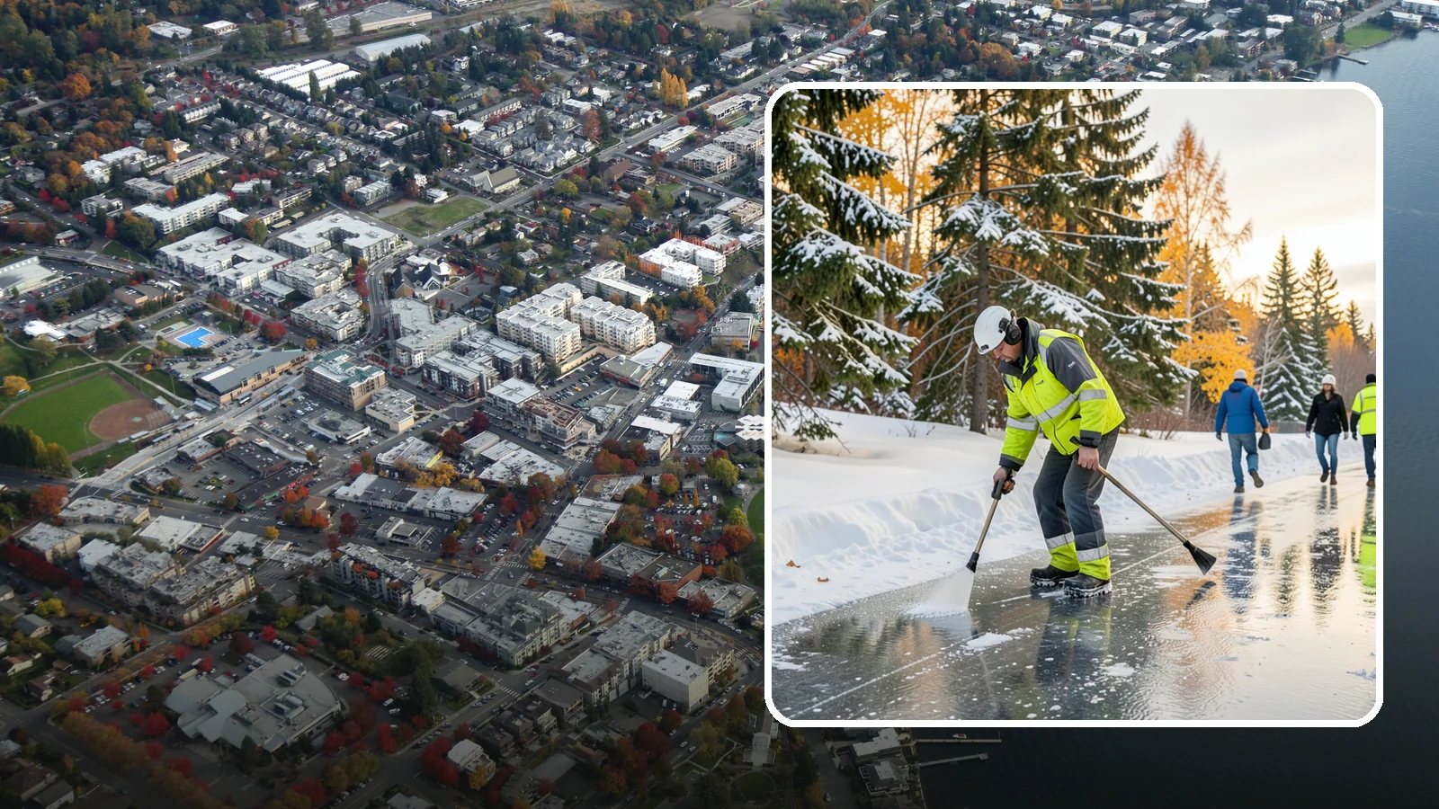 Frozen Walkway Treatment in Kirkland, King County, WA - We treat frozen and glazed walkways across Western Washington on demand so pedestrians can move safely when paths turn to ice.