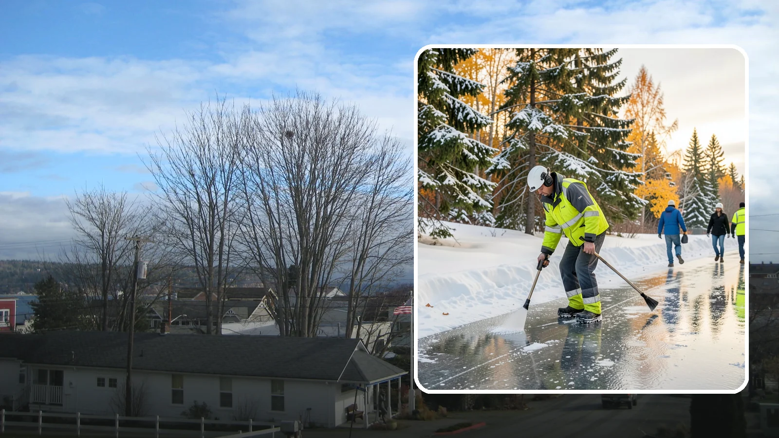 Frozen Walkway Treatment in Langley, Island County, WA - We treat frozen and glazed walkways across Western Washington on demand so pedestrians can move safely when paths turn to ice.