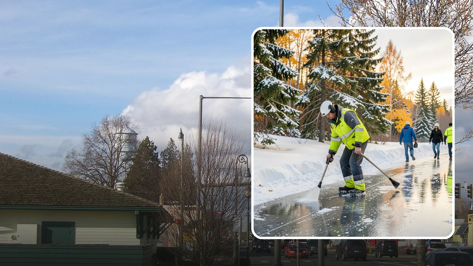 Frozen Walkway Treatment in Marysville, Snohomish County, WA - We treat frozen and glazed walkways across Western Washington on demand so pedestrians can move safely when paths turn to ice.