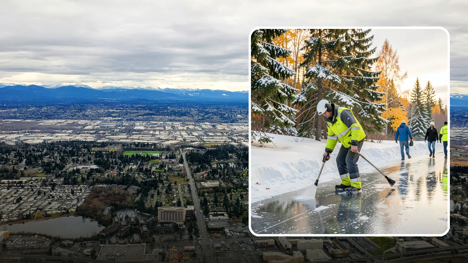 Frozen Walkway Treatment in SeaTac, King County, WA - We treat frozen and glazed walkways across Western Washington on demand so pedestrians can move safely when paths turn to ice.