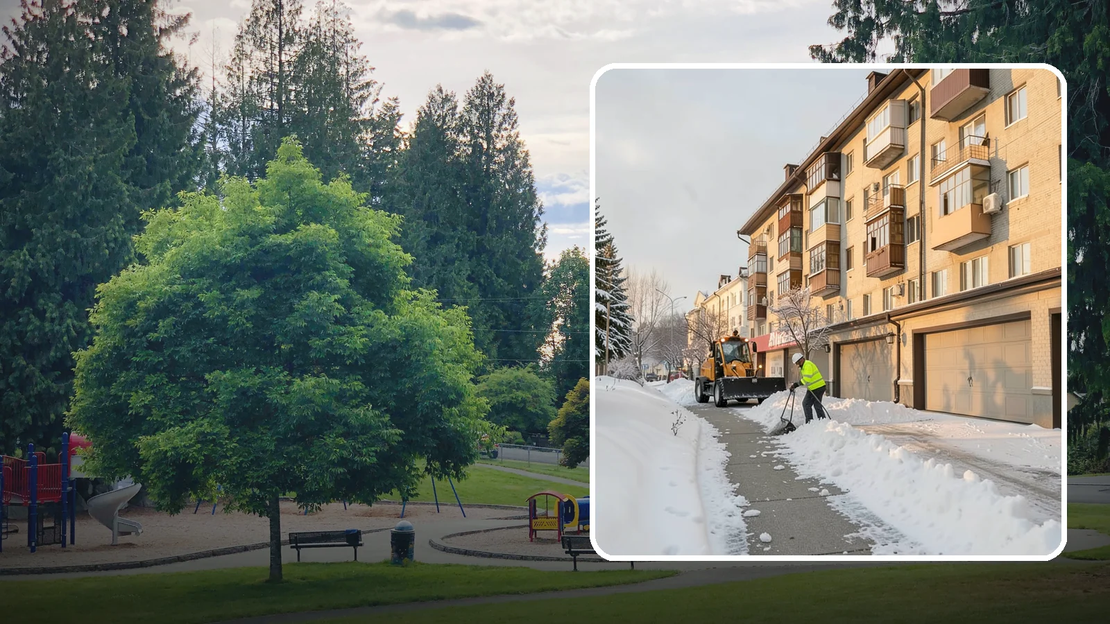 Garage Entrance Snow Removal in Bonney Lake, Pierce County, WA - We clear the apron in front of your garage so the door opens freely and you can back out with traction.