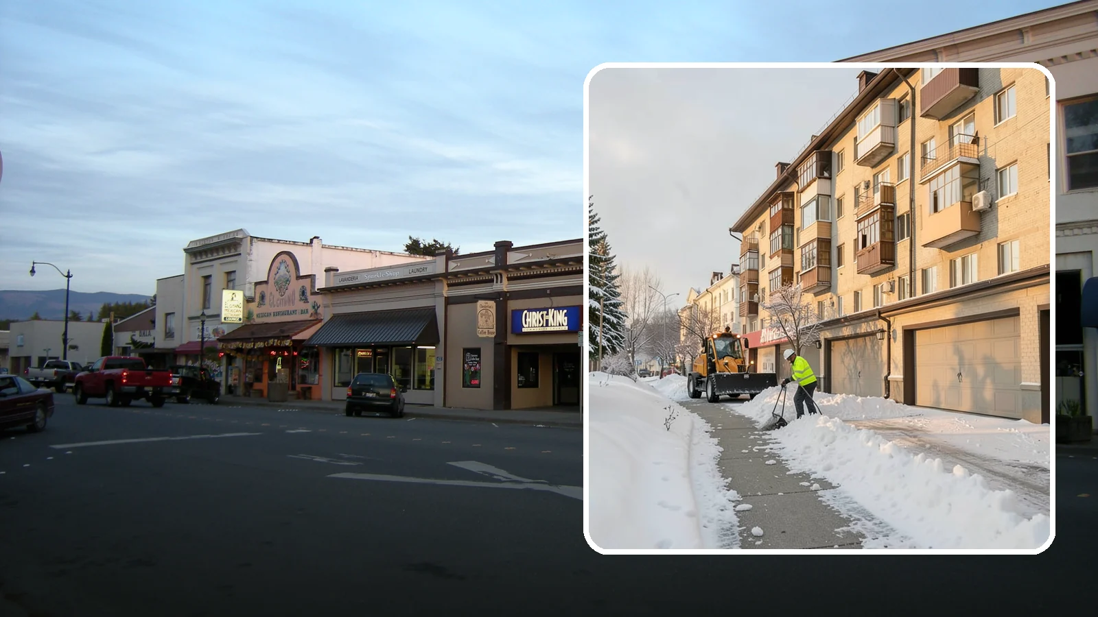 Garage Entrance Snow Removal in Burlington, Skagit County, WA - We clear the apron in front of your garage so the door opens freely and you can back out with traction.