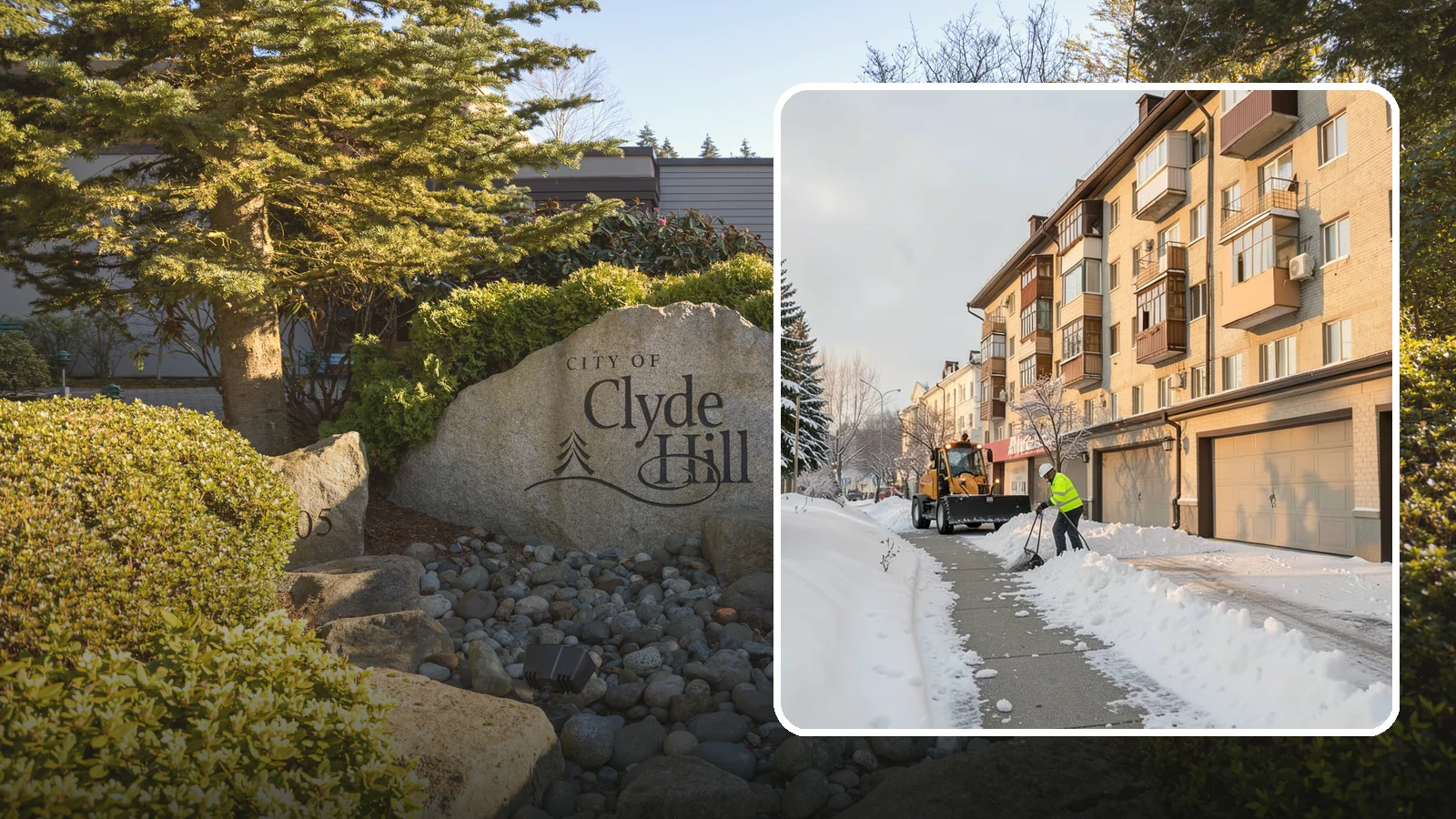 Garage Entrance Snow Removal in Clyde Hill, King County, WA - We clear the apron in front of your garage so the door opens freely and you can back out with traction.