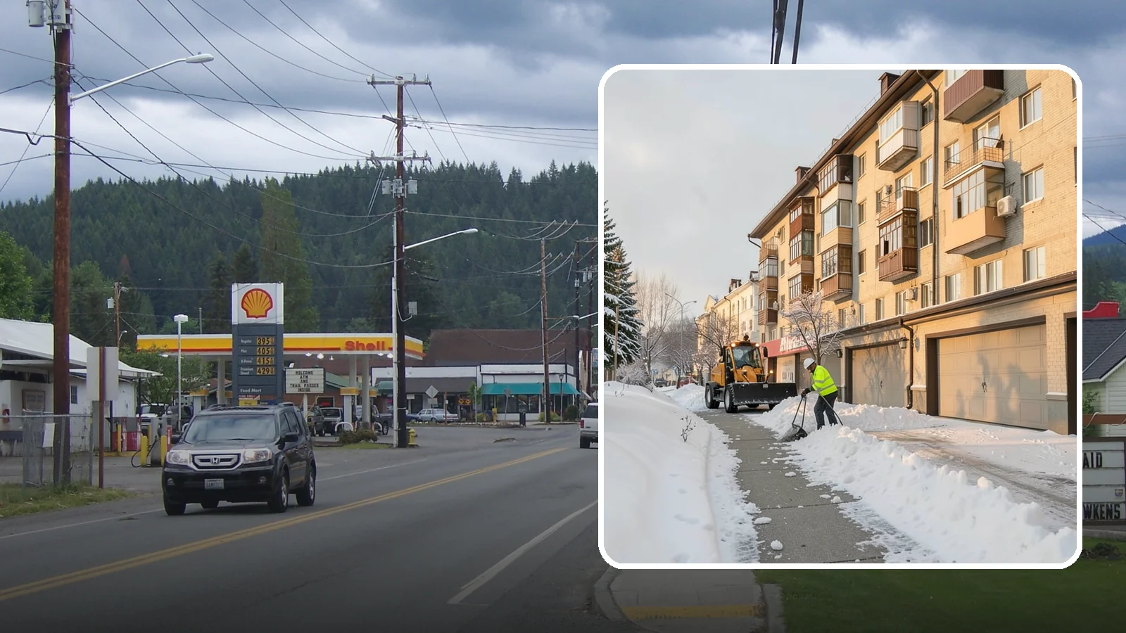 Garage Entrance Snow Removal in Granite Falls, Snohomish County, WA - We clear the apron in front of your garage so the door opens freely and you can back out with traction.