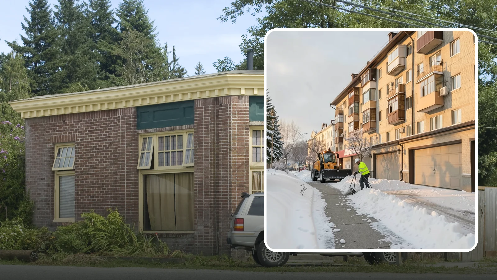 Garage Entrance Snow Removal in Hamilton, Skagit County, WA - We clear the apron in front of your garage so the door opens freely and you can back out with traction.