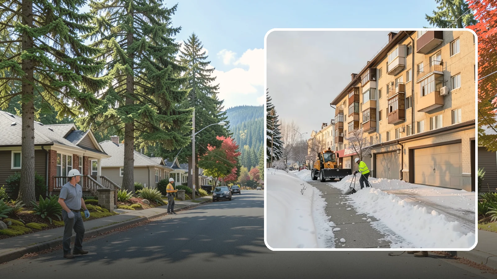 Garage Entrance Snow Removal in Hunts Point, King County, WA - We clear the apron in front of your garage so the door opens freely and you can back out with traction.