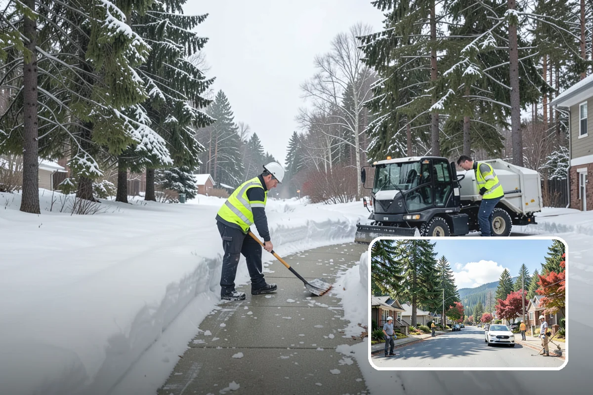 Garage Entrance Snow Removal in Hunts Point, King County, WA - Frees the overhead door to open without jamming