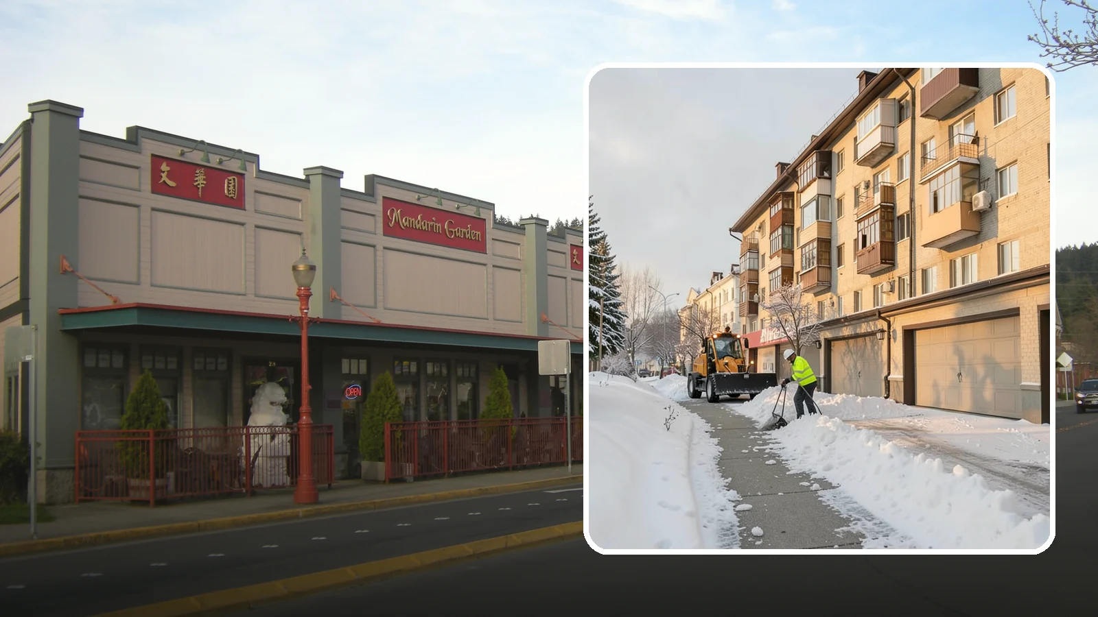 Garage Entrance Snow Removal in Issaquah, King County, WA - We clear the apron in front of your garage so the door opens freely and you can back out with traction.