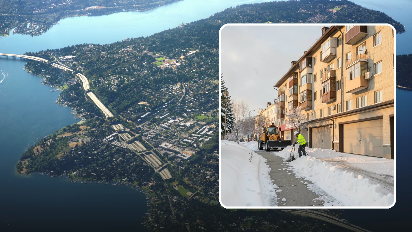 Garage Entrance Snow Removal in Mercer Island, King County, WA - We clear the apron in front of your garage so the door opens freely and you can back out with traction.