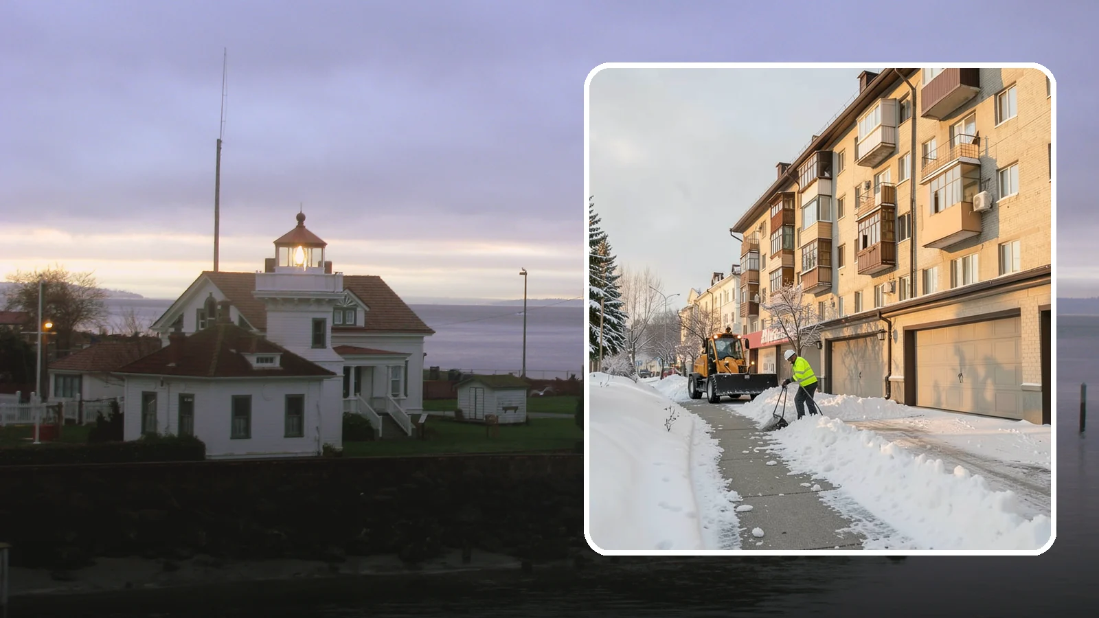 Garage Entrance Snow Removal in Mukilteo, Snohomish County, WA - We clear the apron in front of your garage so the door opens freely and you can back out with traction.