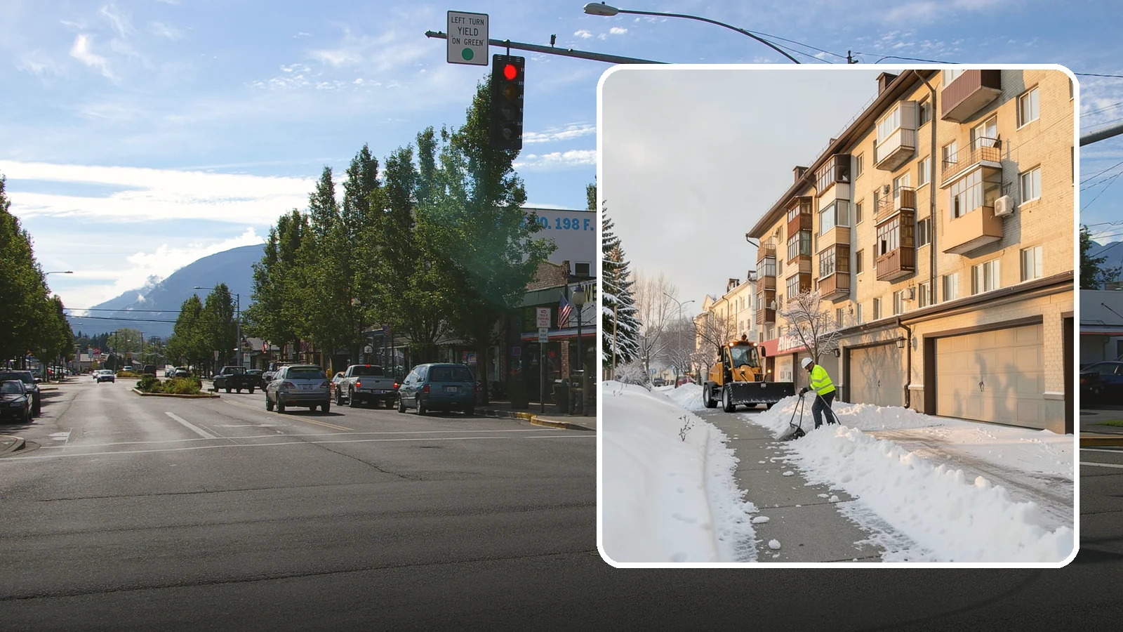 Garage Entrance Snow Removal in North Bend, King County, WA - We clear the apron in front of your garage so the door opens freely and you can back out with traction.