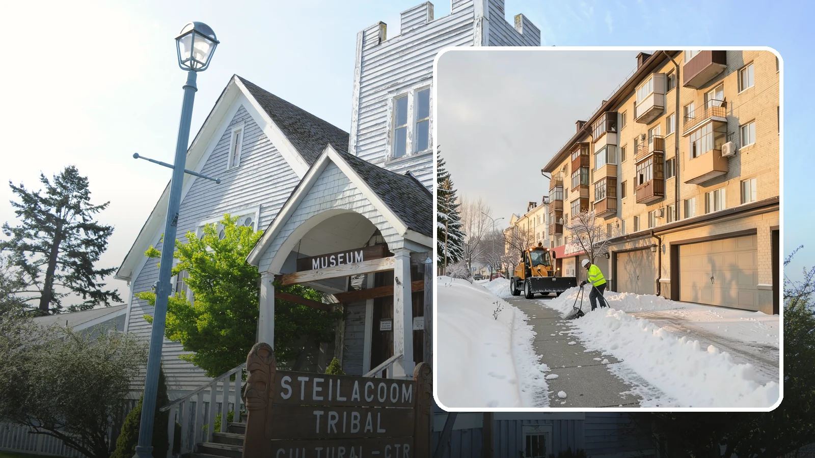 Garage Entrance Snow Removal in Steilacoom, Pierce County, WA - We clear the apron in front of your garage so the door opens freely and you can back out with traction.