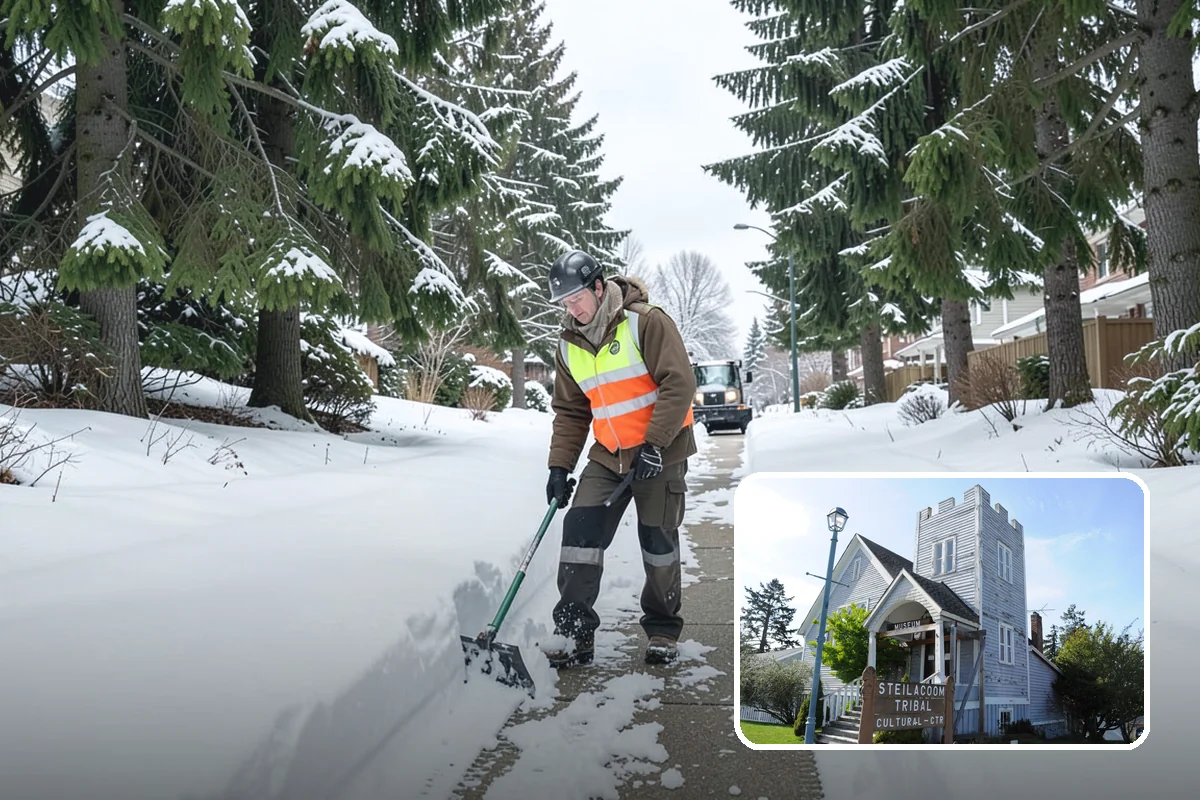 Garage Entrance Snow Removal in Steilacoom, Pierce County, WA - Frees the overhead door to open without jamming