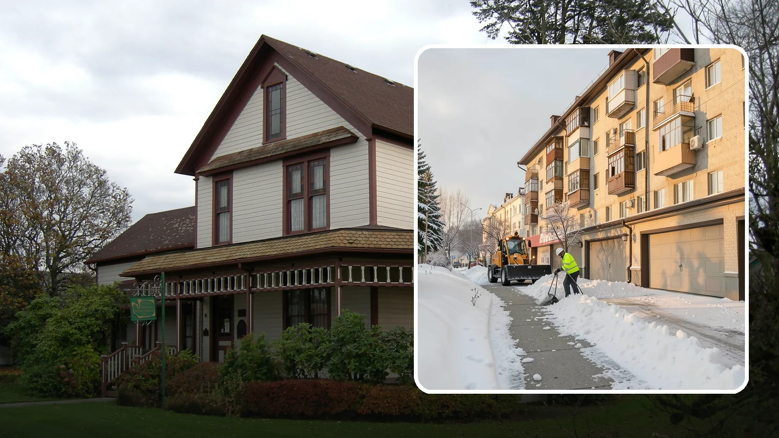 Garage Entrance Snow Removal in Sumner, Pierce County, WA - We clear the apron in front of your garage so the door opens freely and you can back out with traction.