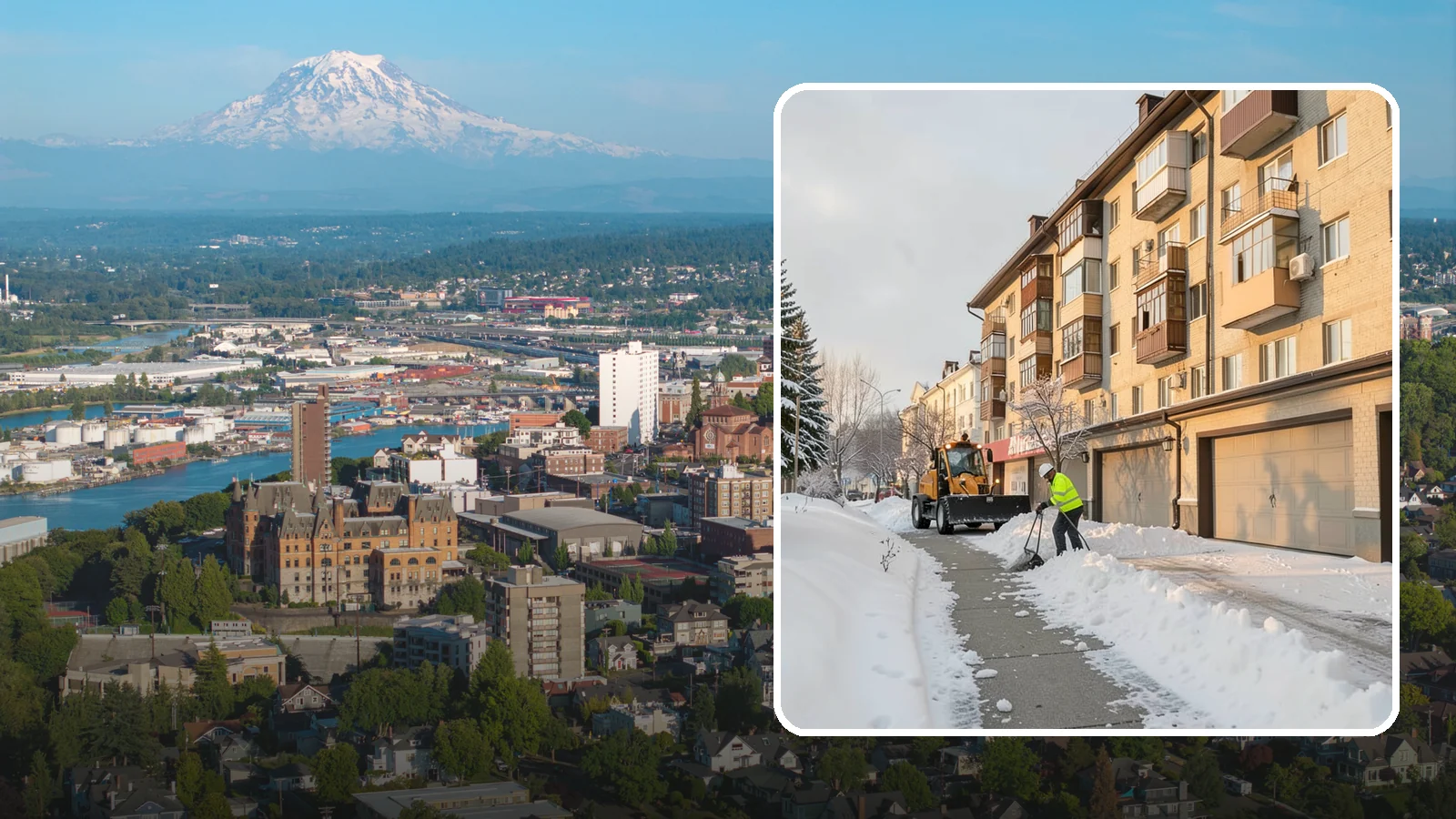 Garage Entrance Snow Removal in Tacoma, Pierce County, WA - We clear the apron in front of your garage so the door opens freely and you can back out with traction.