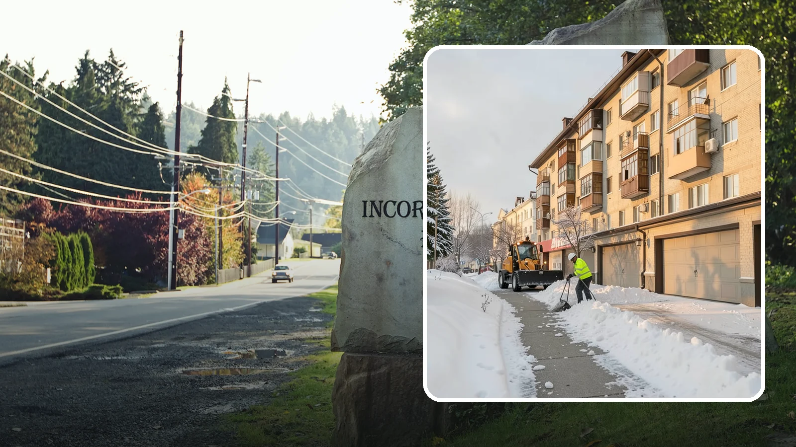 Garage Entrance Snow Removal in Wilkeson, Pierce County, WA - We clear the apron in front of your garage so the door opens freely and you can back out with traction.