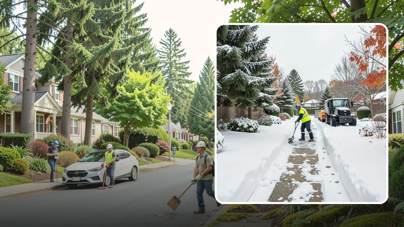 Garden Path Snow Removal in Beaux Arts Village, King County, WA - We remove snow from narrow garden paths and stepping-stone runs without damaging the surrounding landscape.