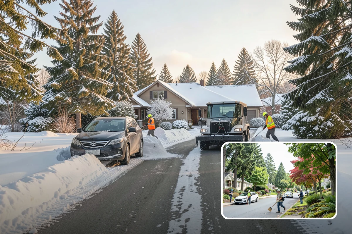 Garden Path Snow Removal in Beaux Arts Village, King County, WA - Protects flagstone, gravel, and bark surfaces from blade damage