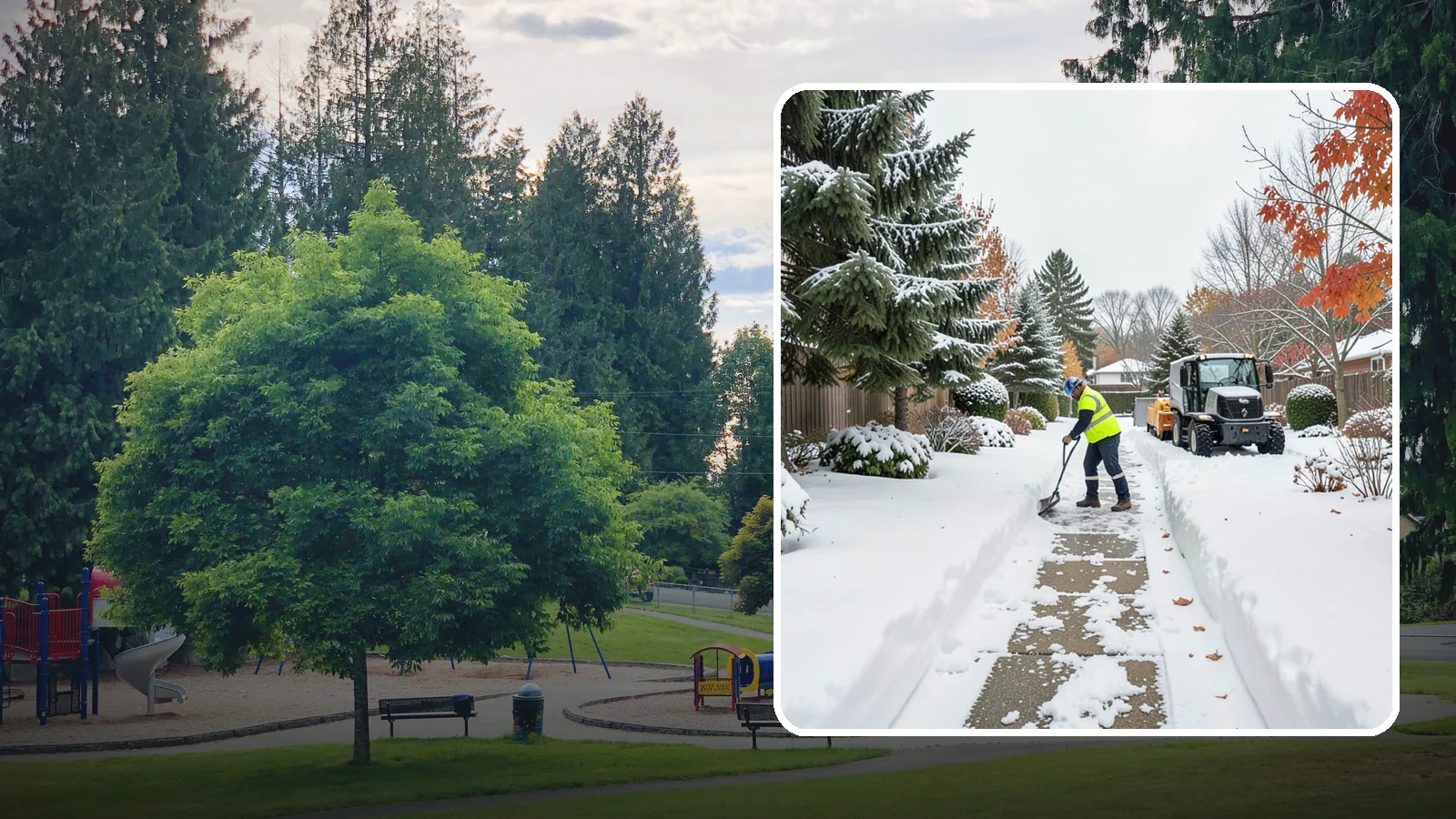 Garden Path Snow Removal in Bonney Lake, Pierce County, WA - We remove snow from narrow garden paths and stepping-stone runs without damaging the surrounding landscape.