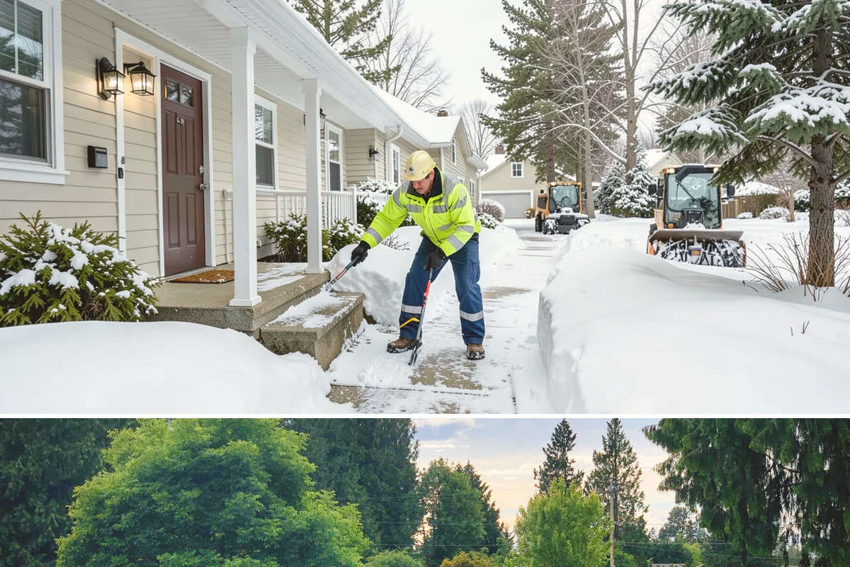 Garden Path Snow Removal in Bonney Lake, Pierce County, WA - Garden paths call for gentle clearing throughout the winter, especially during the wet snowfalls that cling to stone and bark.