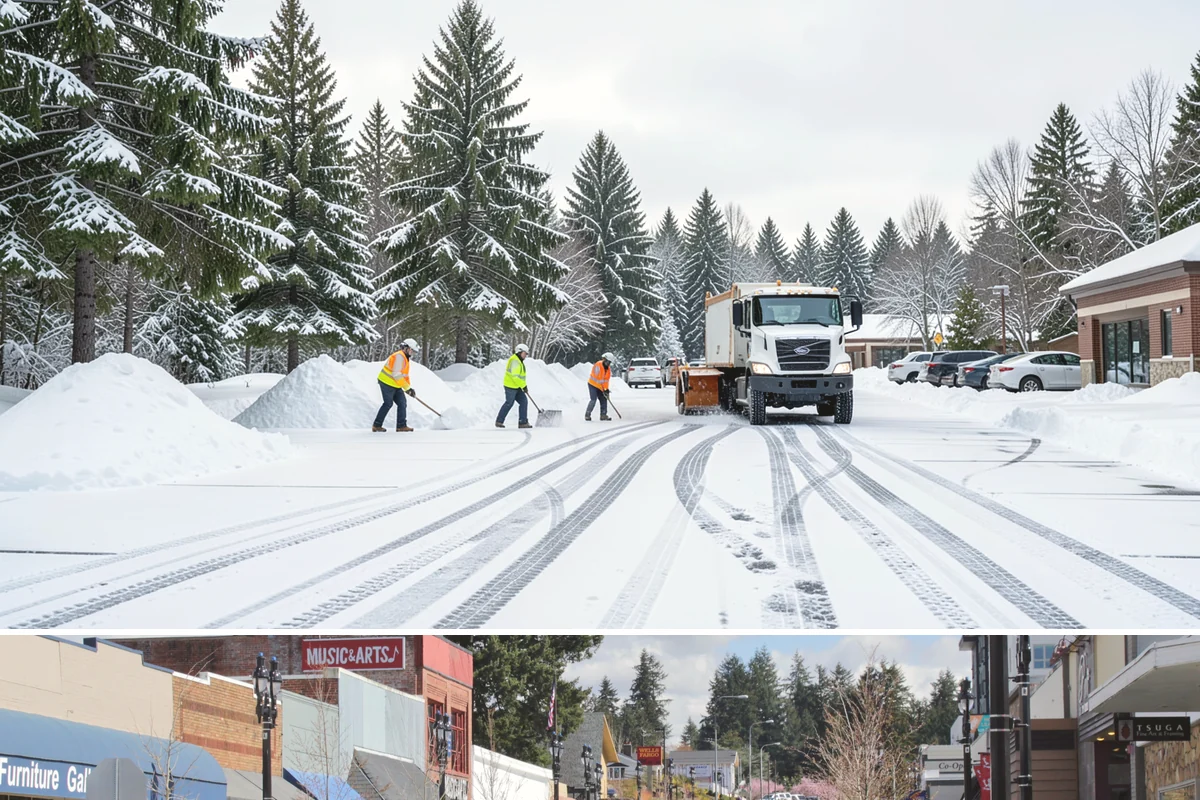 Garden Path Snow Removal in Bothell, King County, WA - Garden paths call for gentle clearing throughout the winter, especially during the wet snowfalls that cling to stone and bark.
