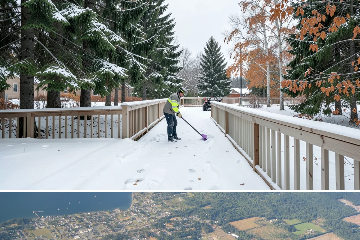Garden Path Snow Removal in Coupeville, Island County, WA - Garden paths call for gentle clearing throughout the winter, especially during the wet snowfalls that cling to stone and bark.