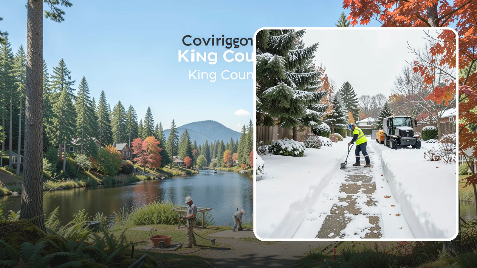 Garden Path Snow Removal in Covington, King County, WA - We remove snow from narrow garden paths and stepping-stone runs without damaging the surrounding landscape.